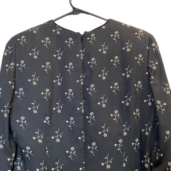 Talbots Floral Print Ponte Sheath midi Dress black sz 4 3/4 sleeve round neck - Picture 3 of 10